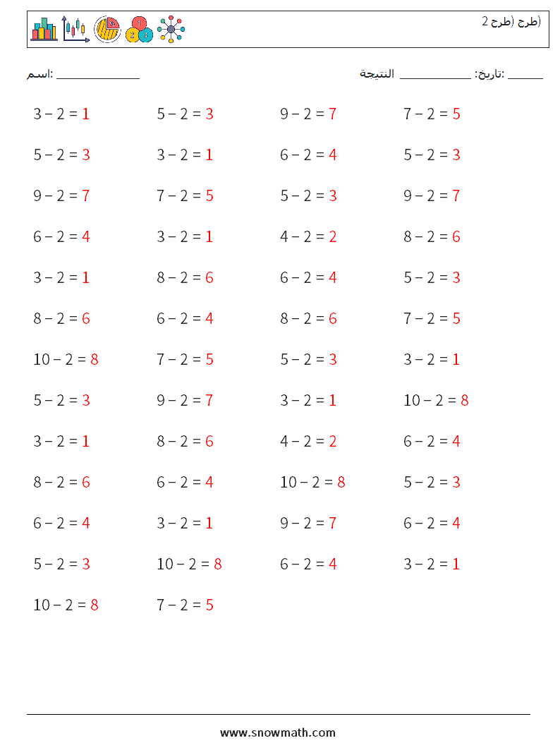 (50) طرح (طرح 2) أوراق عمل الرياضيات 4 سؤال وجواب