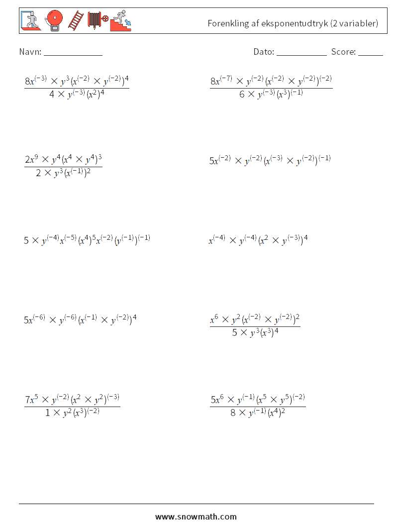  Forenkling af eksponentudtryk (2 variabler)