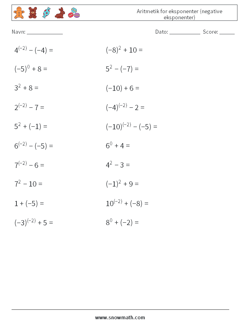  Aritmetik for eksponenter (negative eksponenter)