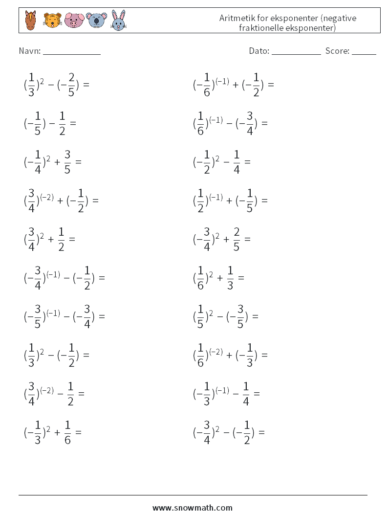  Aritmetik for eksponenter (negative fraktionelle eksponenter)