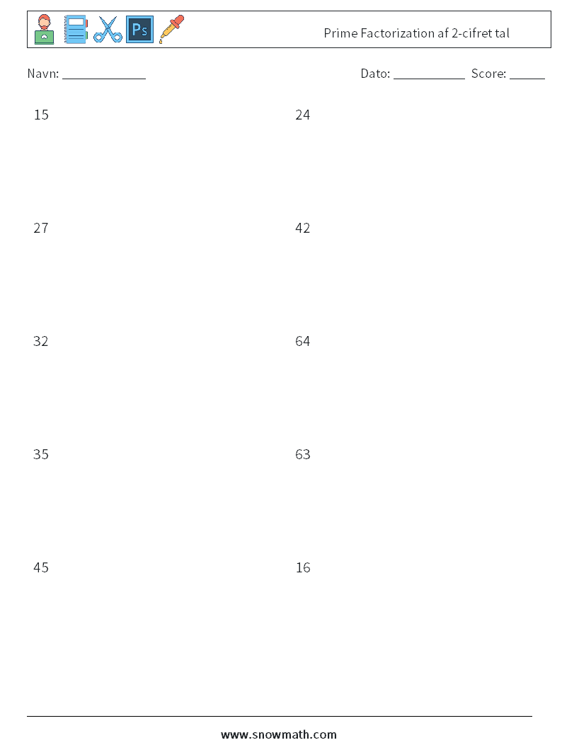 Prime Factorization af 2-cifret tal