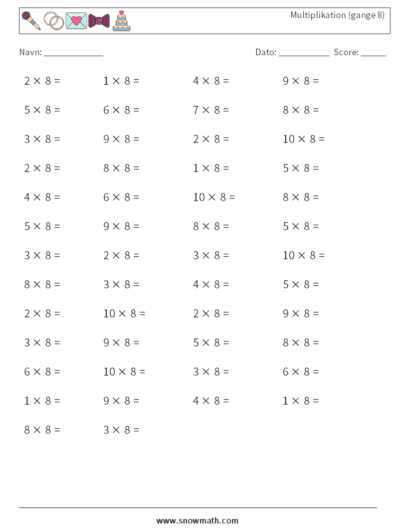 (50) Multiplikation (gange 8)