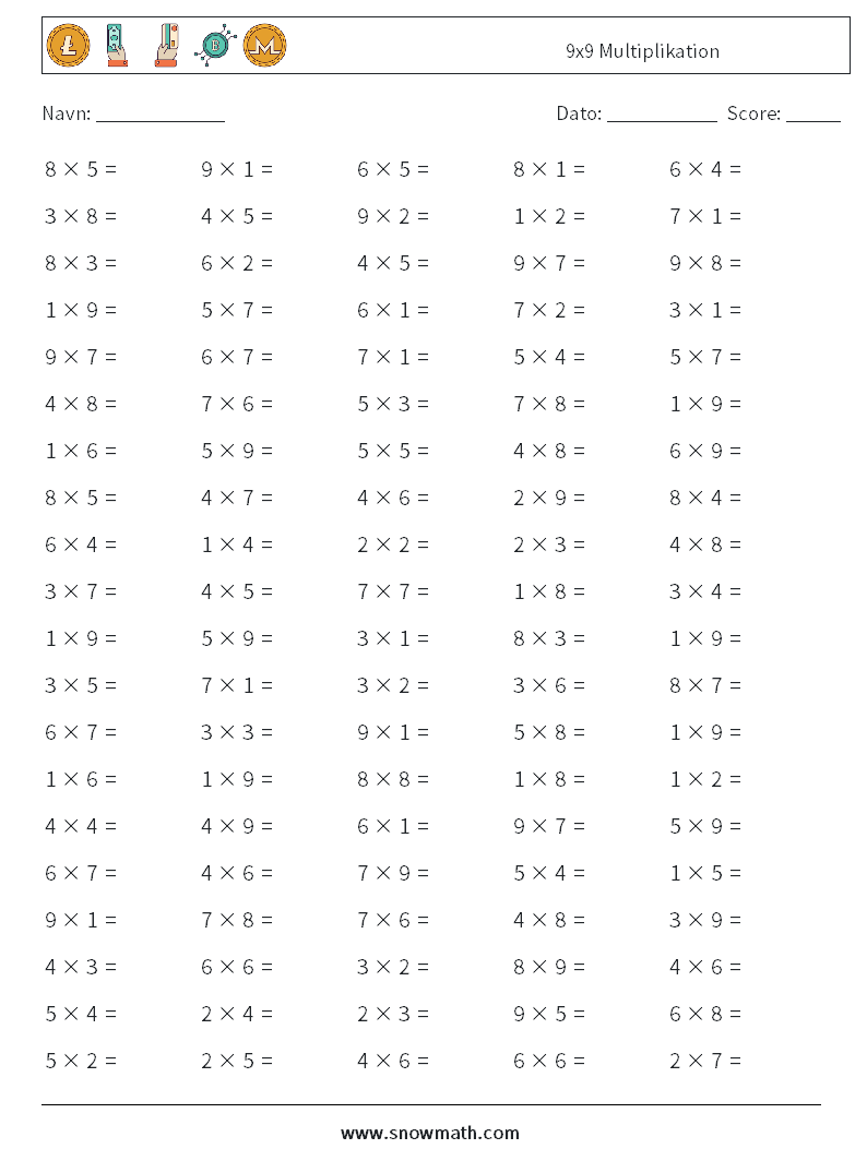 (100) 9x9 Multiplikation