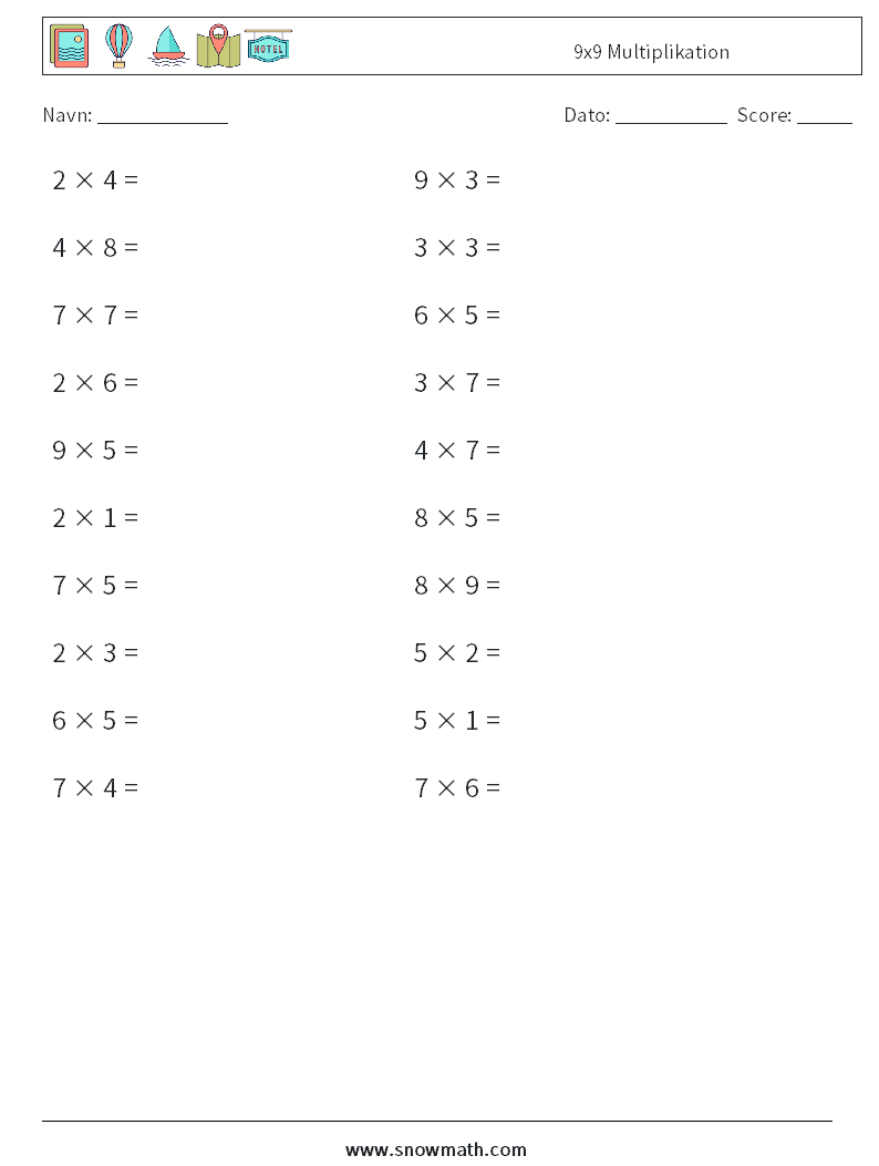 (20) 9x9 Multiplikation