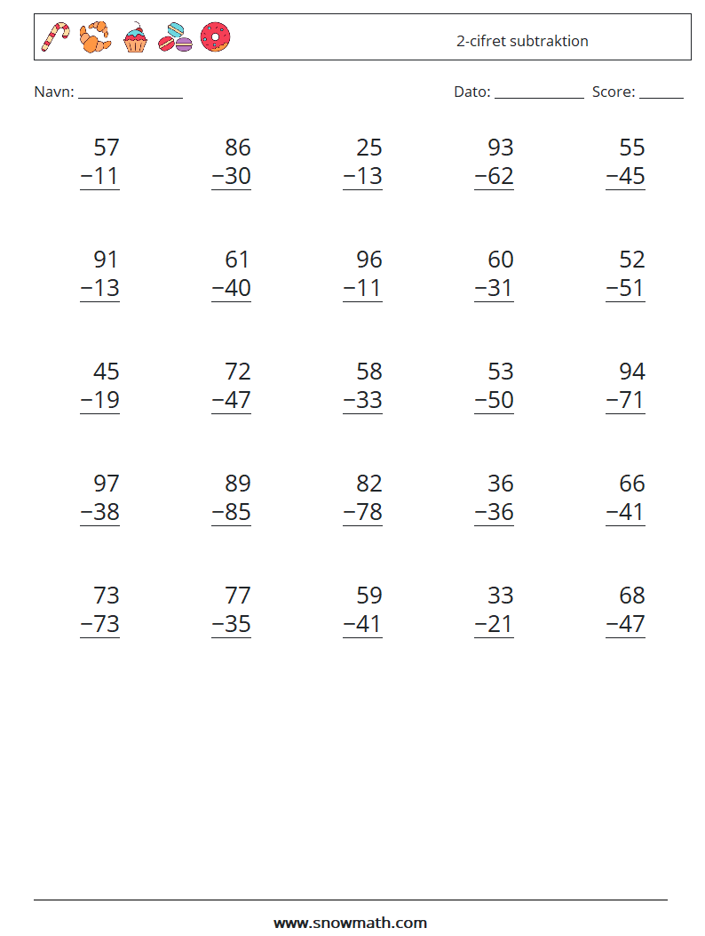 (25) 2-cifret subtraktion