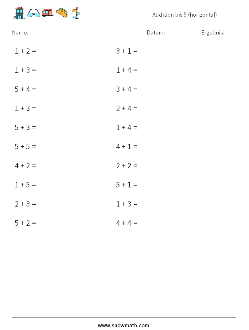 (20) Addition bis 5 (horizontal)