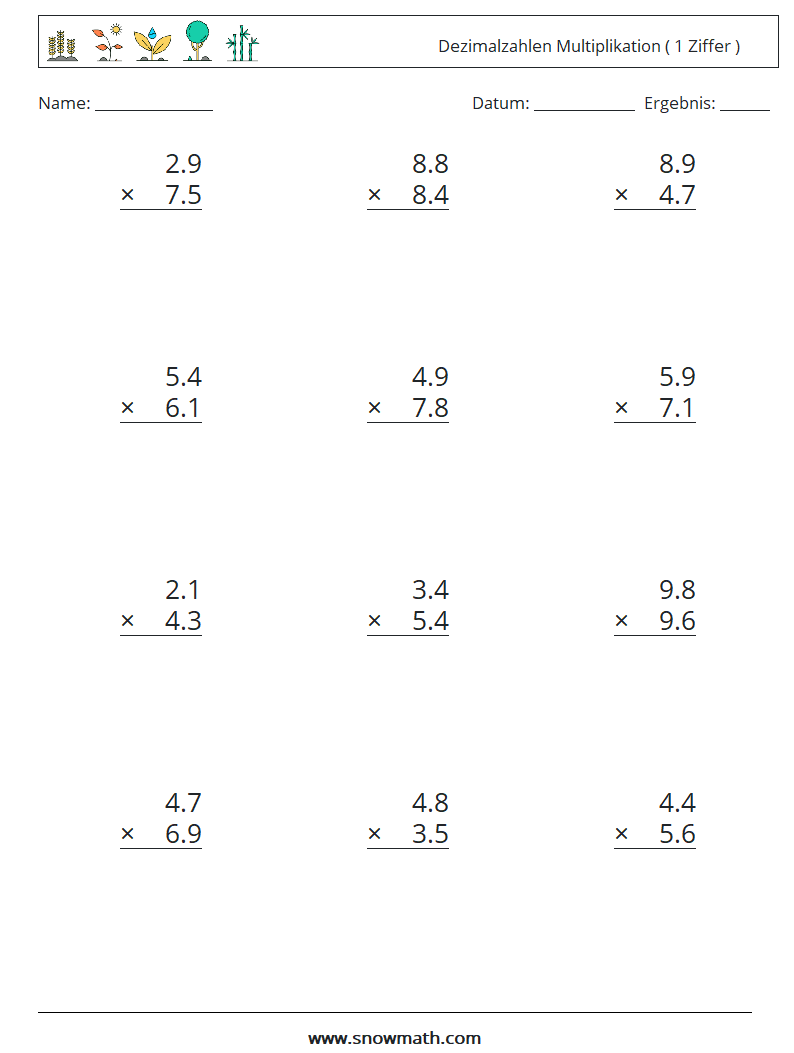 (12) Dezimalzahlen Multiplikation ( 1 Ziffer )