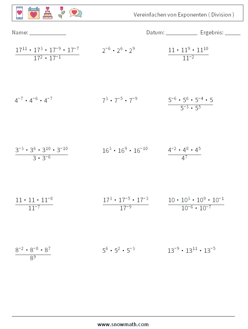 Vereinfachen von Exponenten ( Division )
