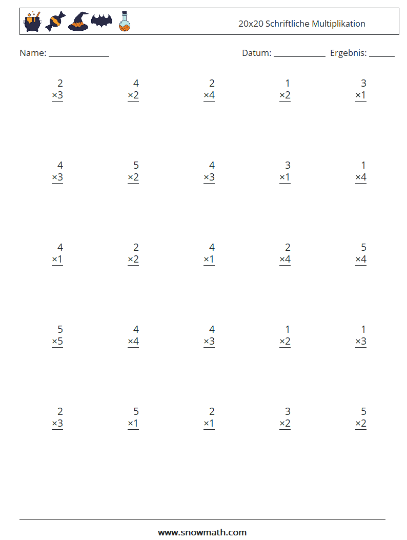 (25) 20x20 Schriftliche Multiplikation Mathe-Arbeitsblätter 14