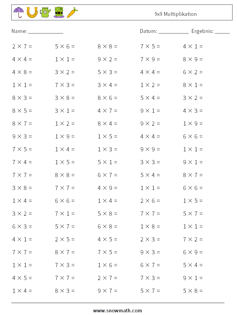 (100) 9x9 Multiplikation