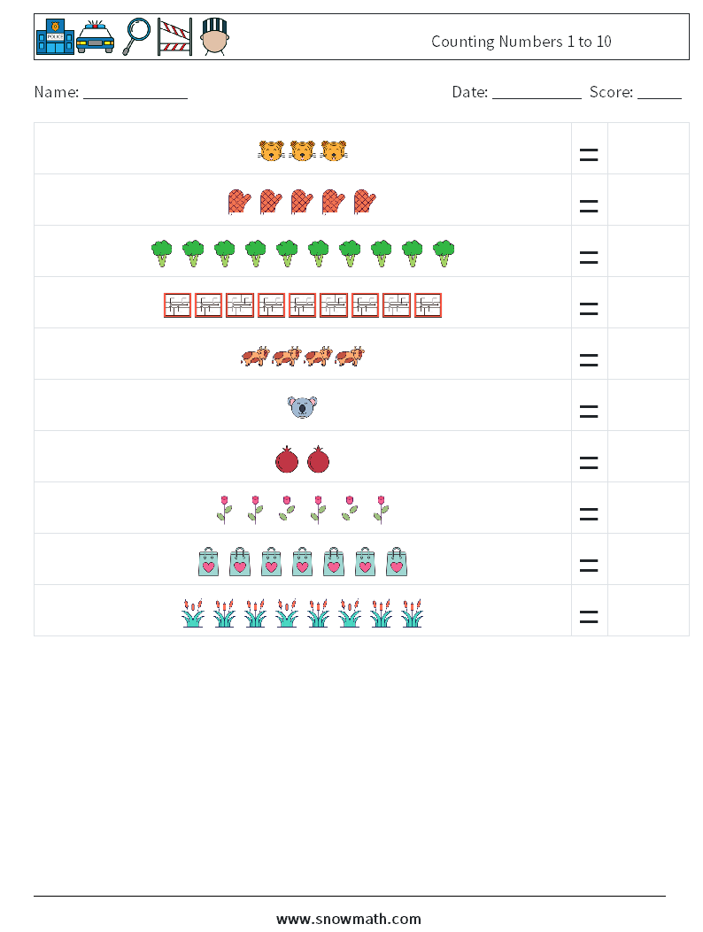 Counting Numbers 1 to 10 Math Worksheets 17
