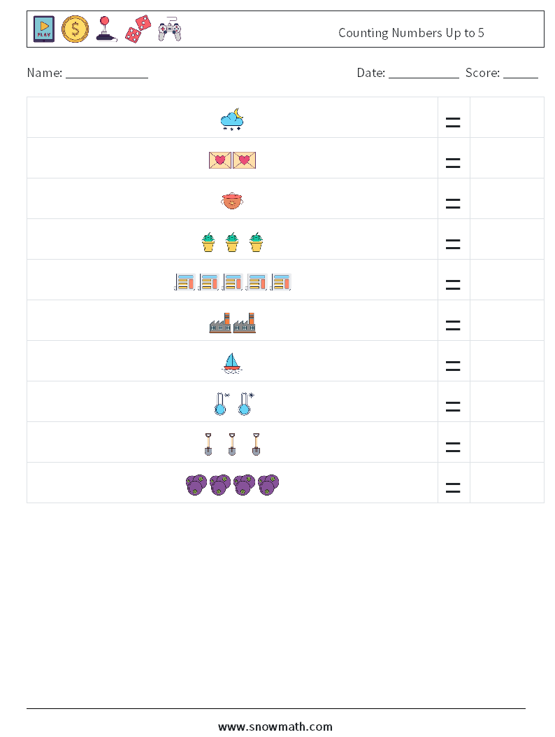 Counting Numbers Up to 5 Math Worksheets 15