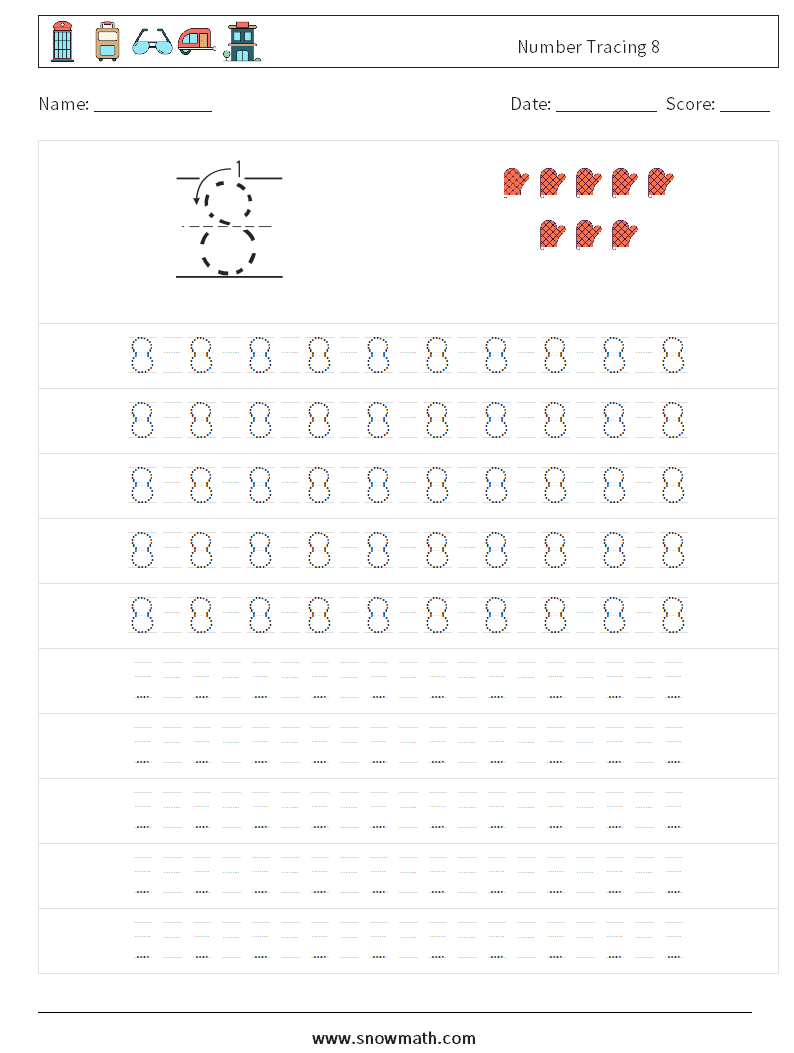 Number Tracing 8 Math Worksheets 15