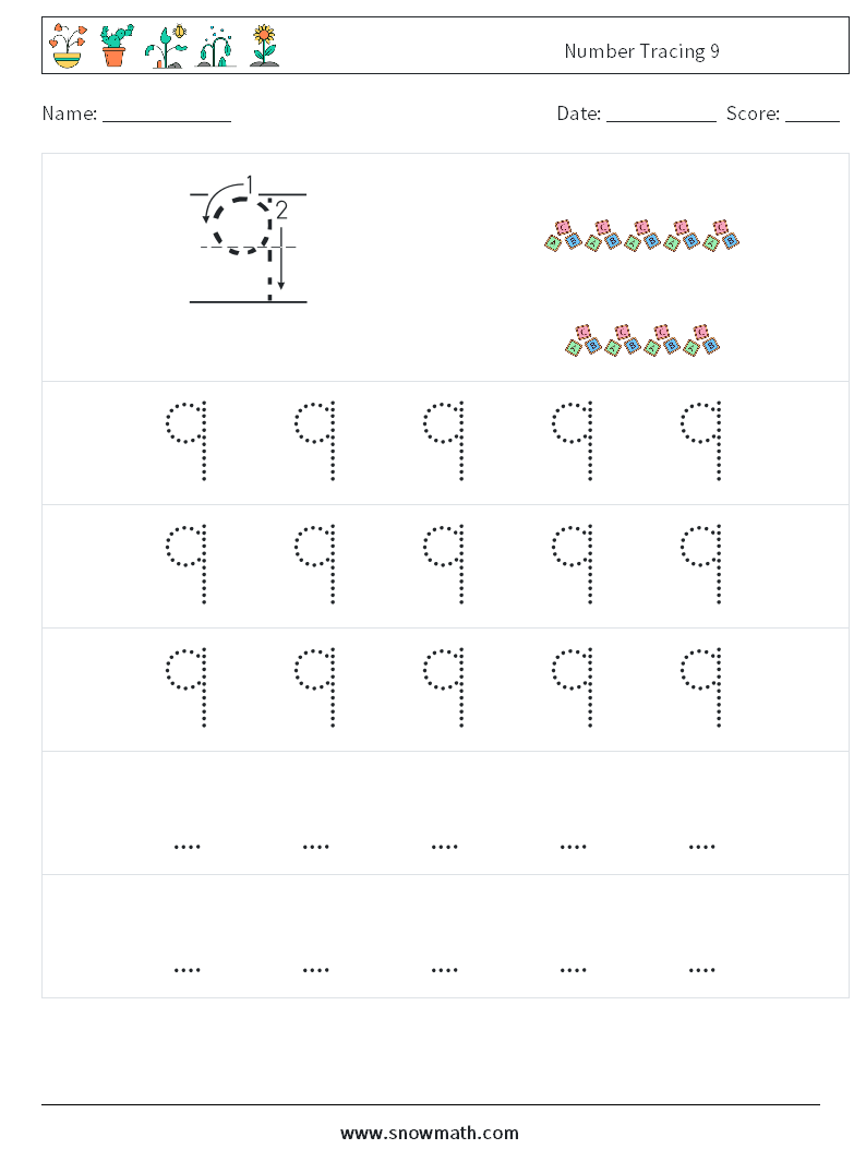 Number Tracing 9 Math Worksheets 11