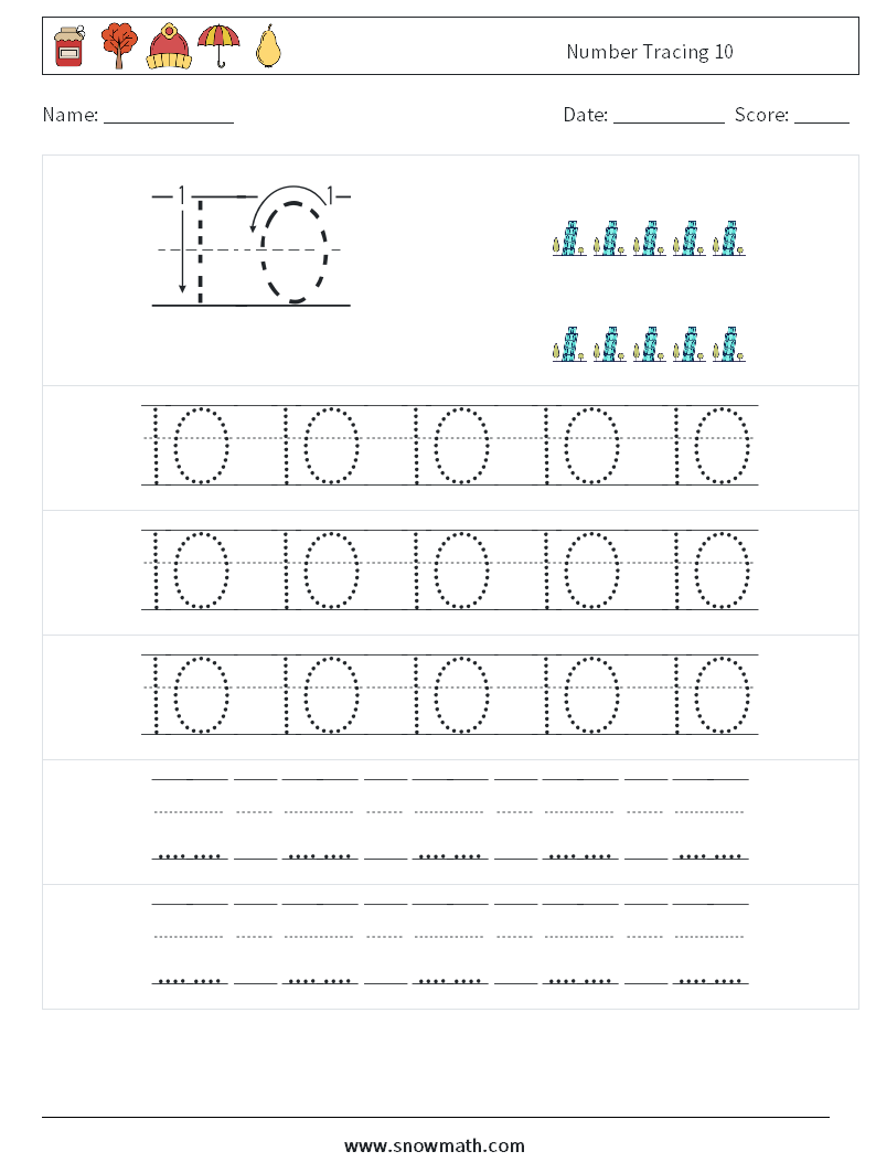 Number Tracing 10 Maths Worksheets 23