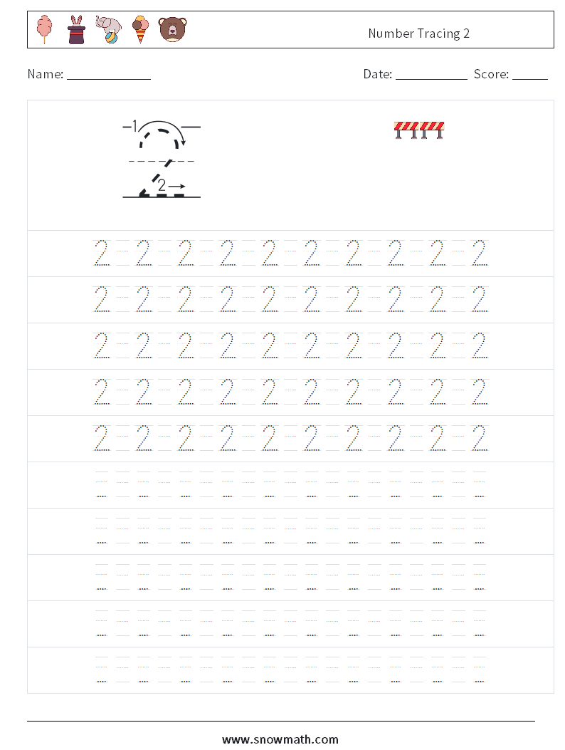 Number Tracing 2 Maths Worksheets 15