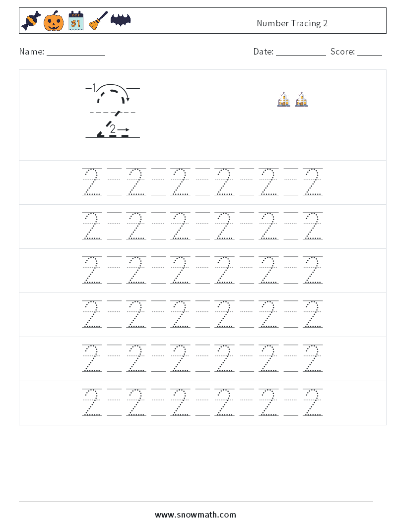 Number Tracing 2 Maths Worksheets 17