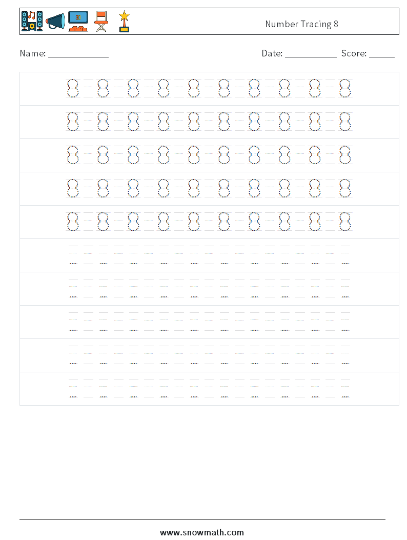 Number Tracing 8 Maths Worksheets 16