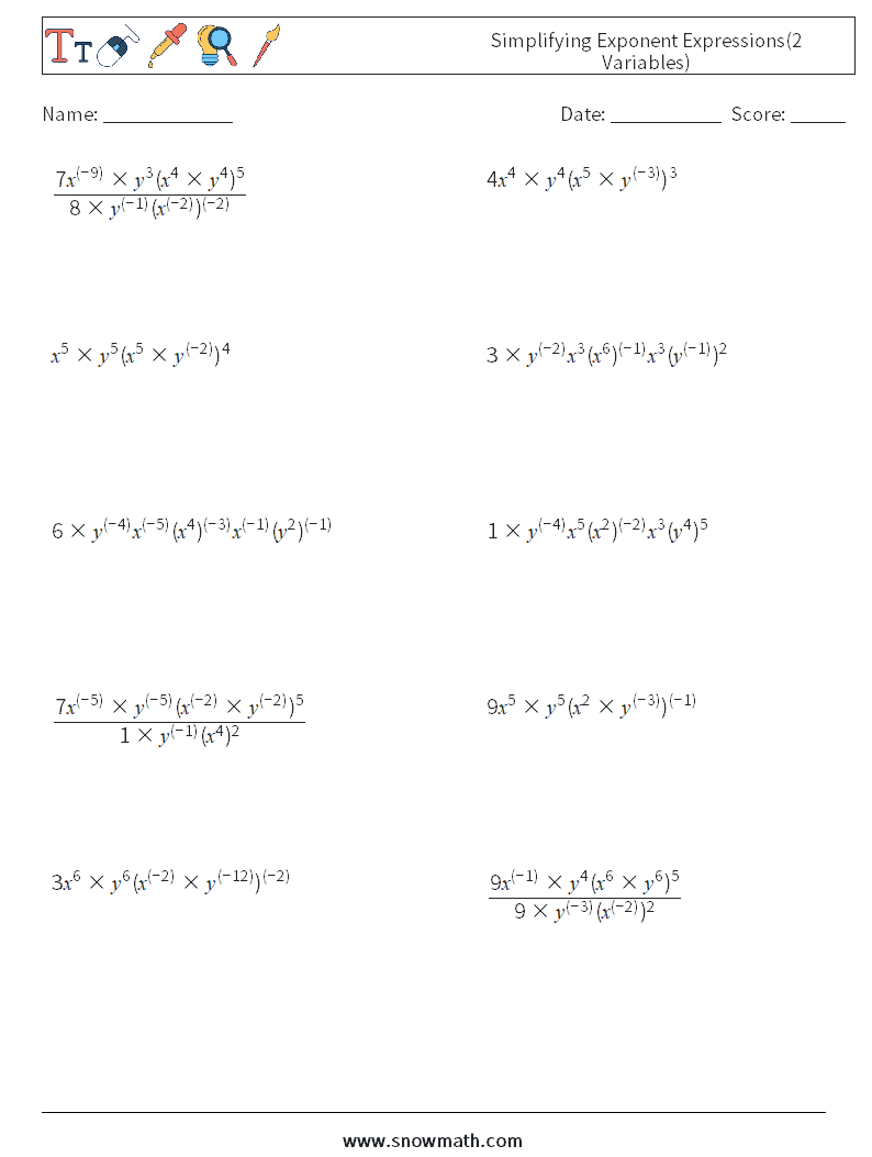  Simplifying Exponent Expressions(2 Variables)
