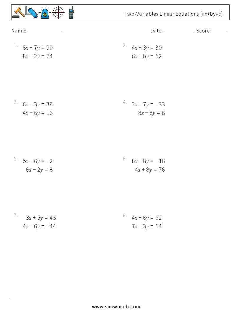 Two-Variables Linear Equations (ax+by=c)
