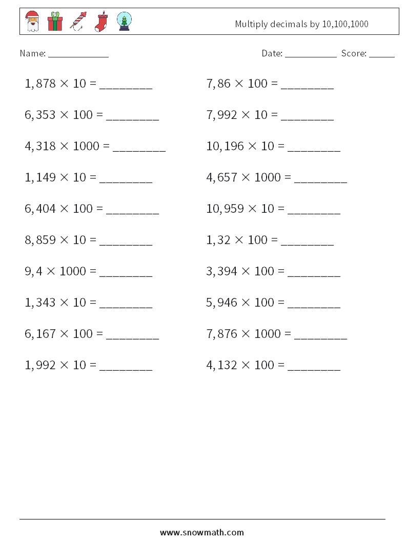 Multiplying Decimals By Powers Of Ten Worksheets Powers Of Ten Worksheets Hayes Paul