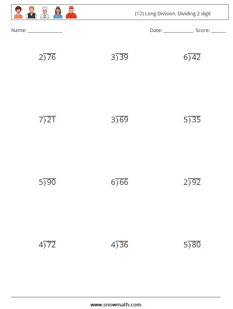 (12) Long Division, Dividing 2 digit