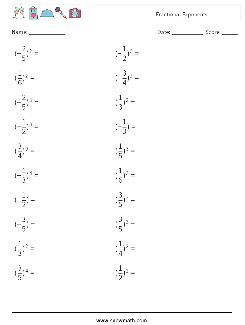 Fractional Exponents Math Worksheets 4