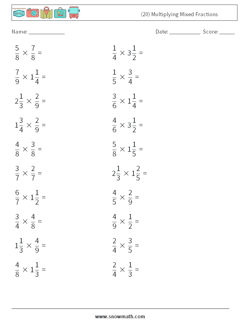 (20) Multiplying Mixed Fractions