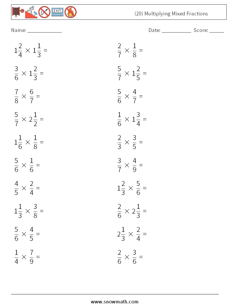 (20) Multiplying Mixed Fractions Math Worksheets 18