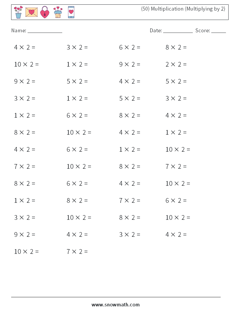 (50) Multiplication (Multiplying by 2)