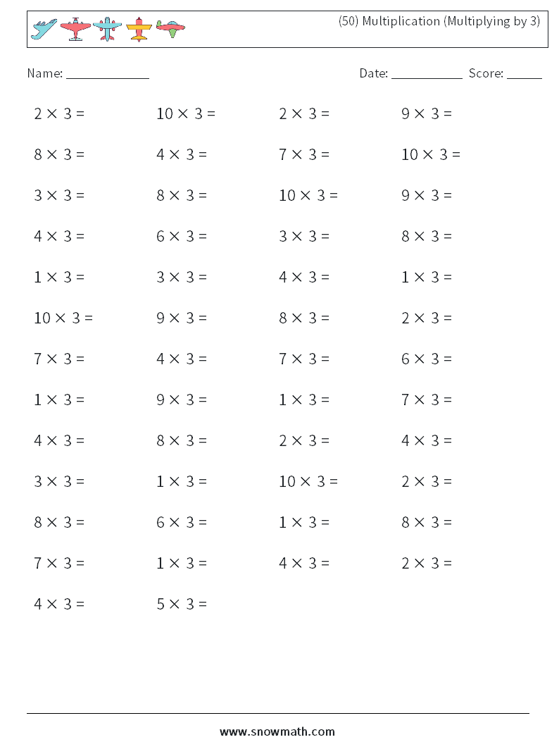 (50) Multiplication (Multiplying by 3)