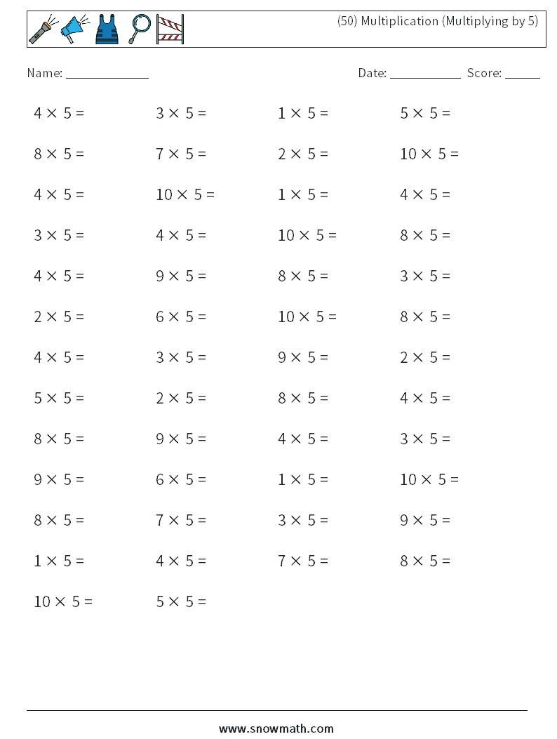 (50) Multiplication (Multiplying by 5)