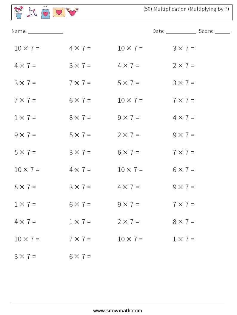 (50) Multiplication (Multiplying by 7)