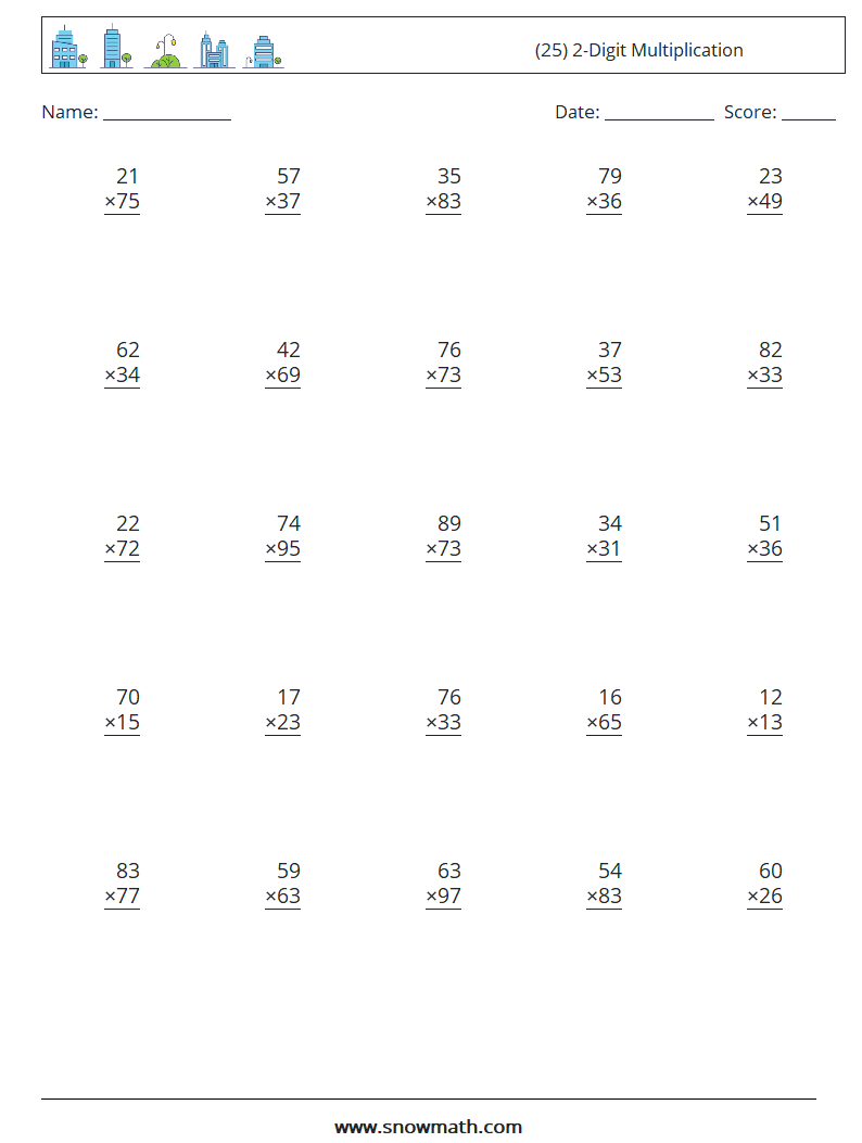 (25) 2-Digit Multiplication