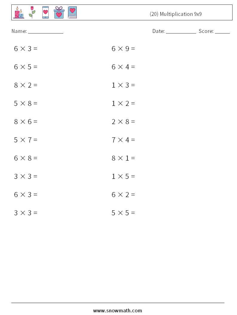 (20) Multiplication 9x9 