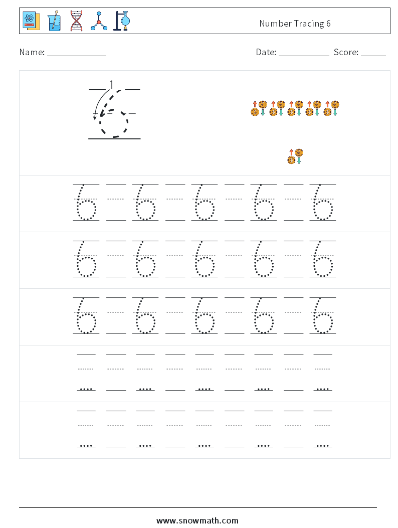 Number Tracing 6 Math Worksheets 23