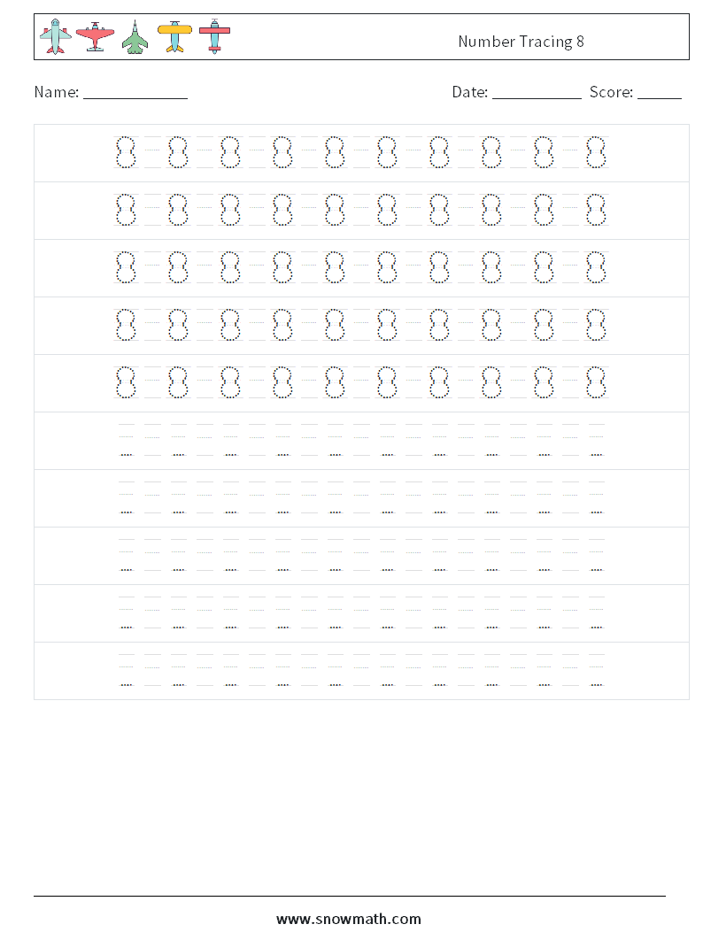 Number Tracing 8 Maths Worksheets 16