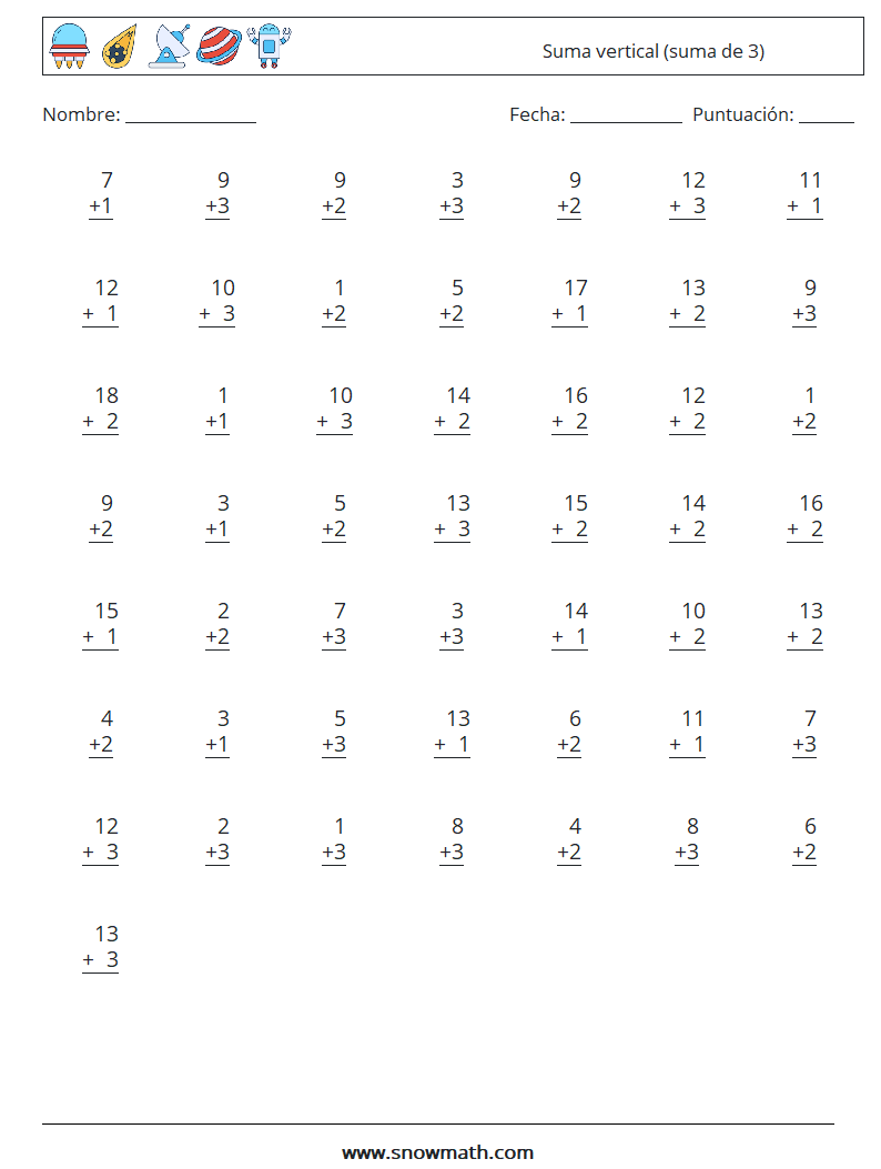 (50) Suma vertical (suma de 3)