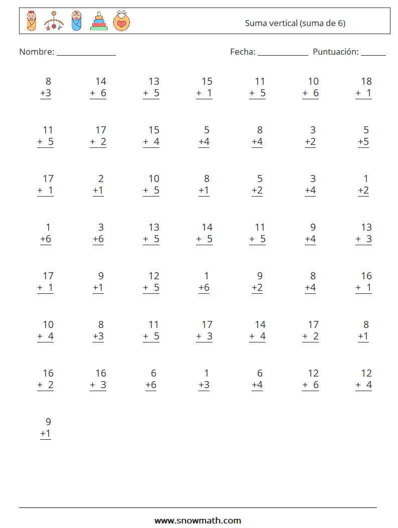 (50) Suma vertical (suma de 6)