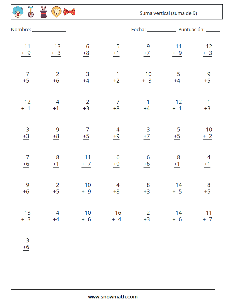 (50) Suma vertical (suma de 9)