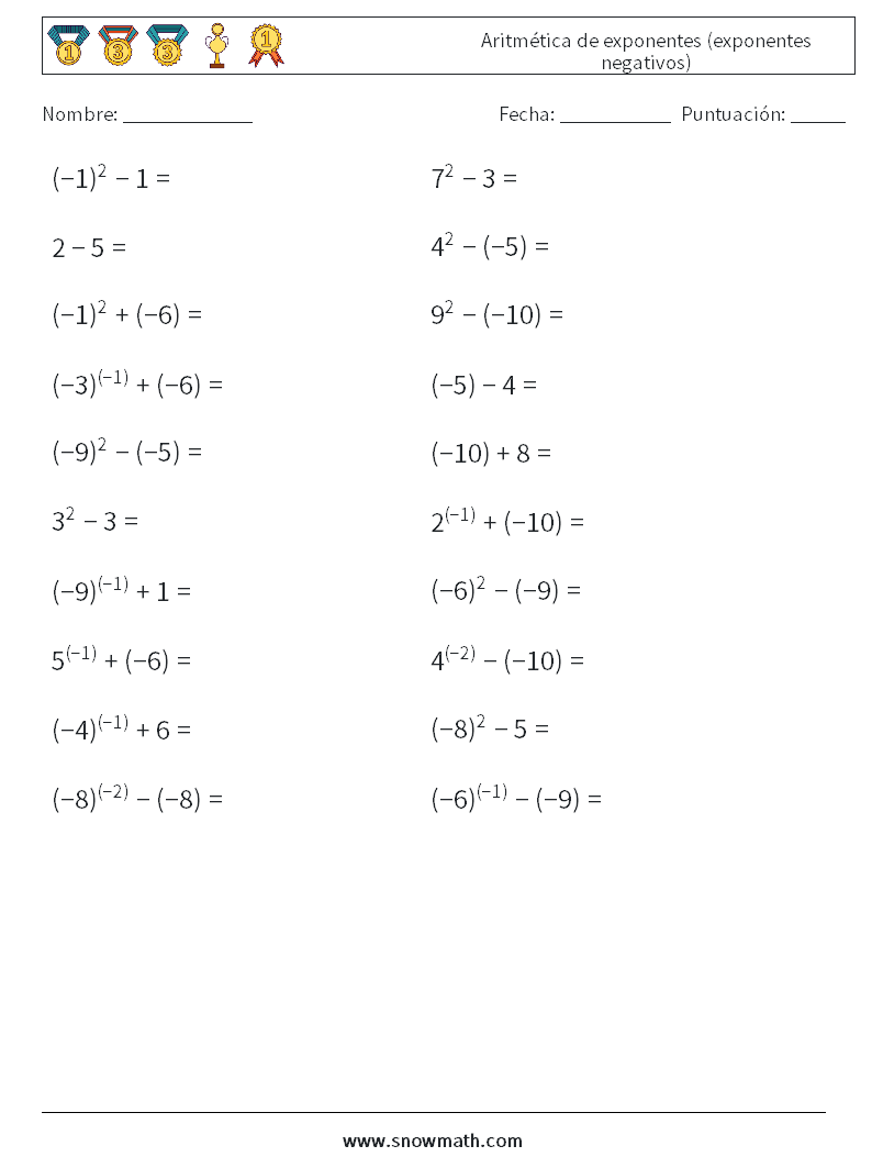  Aritmética de exponentes (exponentes negativos)