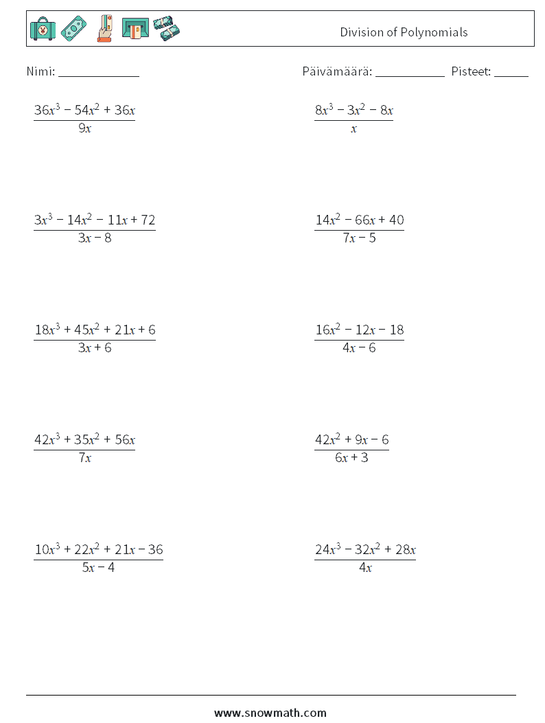 Division of Polynomials Matematiikan laskentataulukot 6