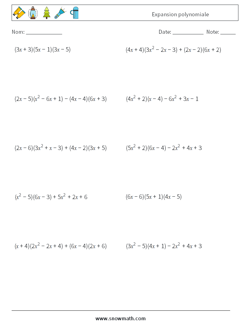 Expansion polynomiale Fiches d'Exercices de Mathématiques 5