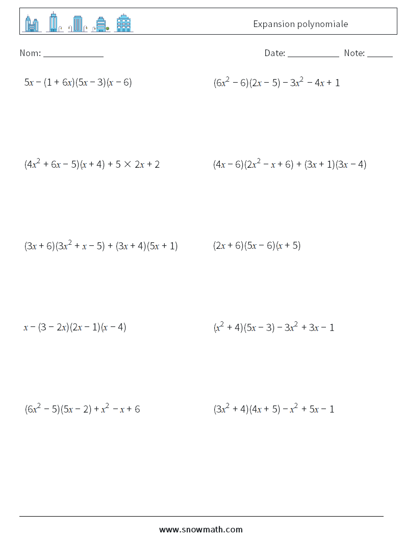 Expansion polynomiale Fiches d'Exercices de Mathématiques 6