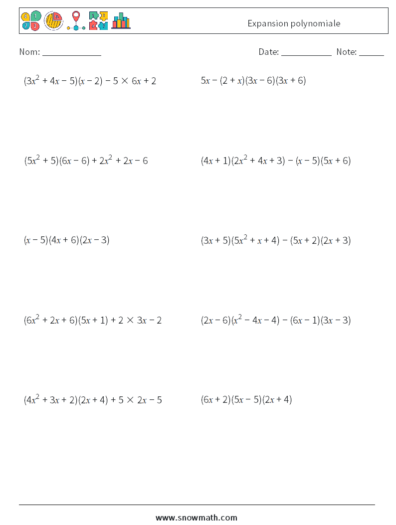 Expansion polynomiale Fiches d'Exercices de Mathématiques 7