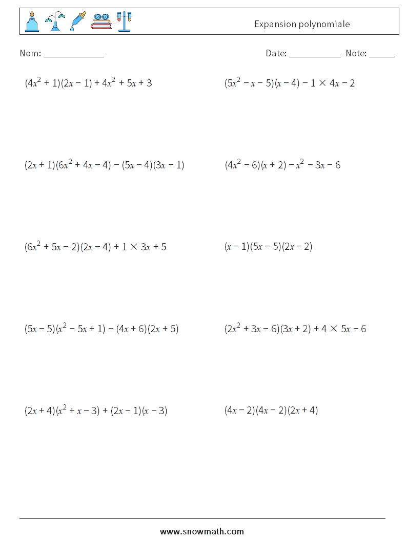Expansion polynomiale Fiches d'Exercices de Mathématiques 8
