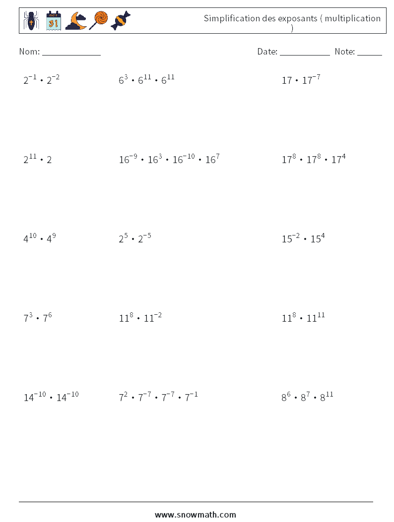 Simplification des exposants ( multiplication )