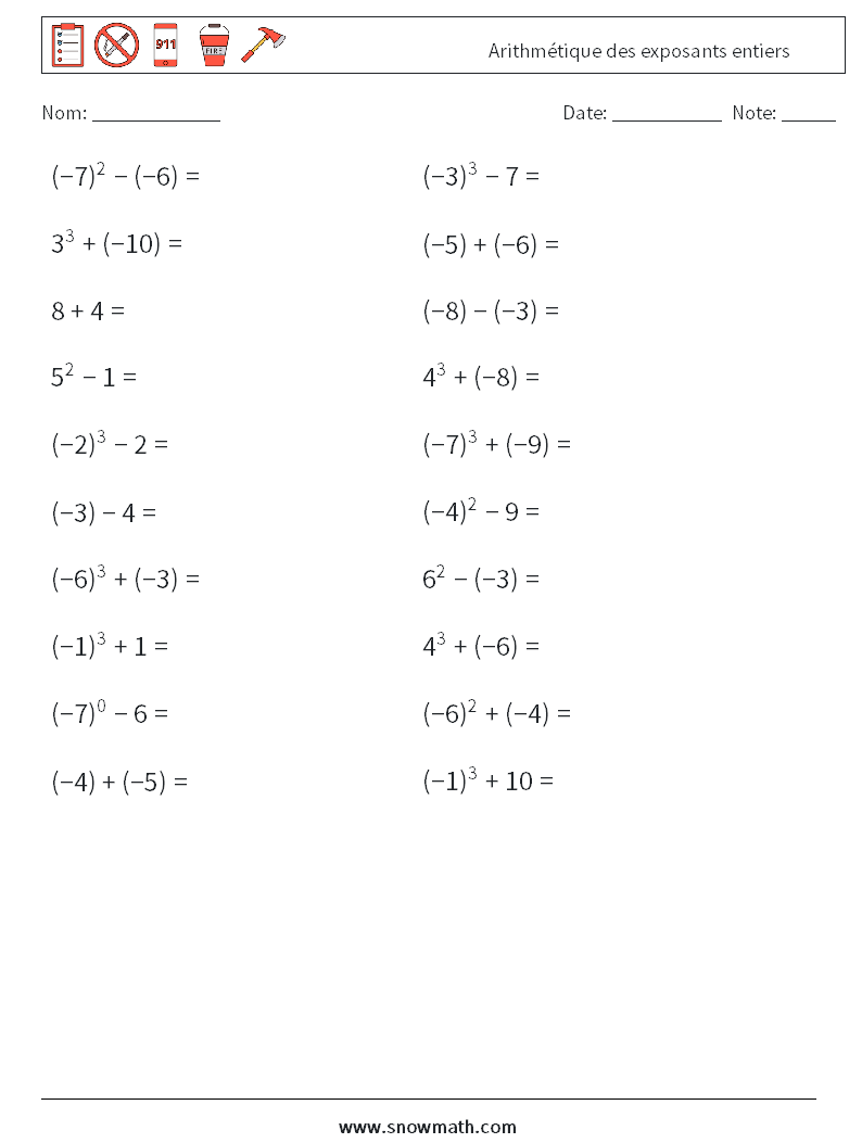 Arithmétique Des Exposants Entiers Fiches D'exercices De Mathématiques 