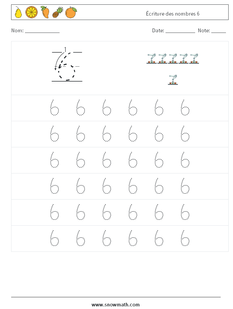 Écriture des nombres 6 Fiches d'Exercices de Mathématiques 5