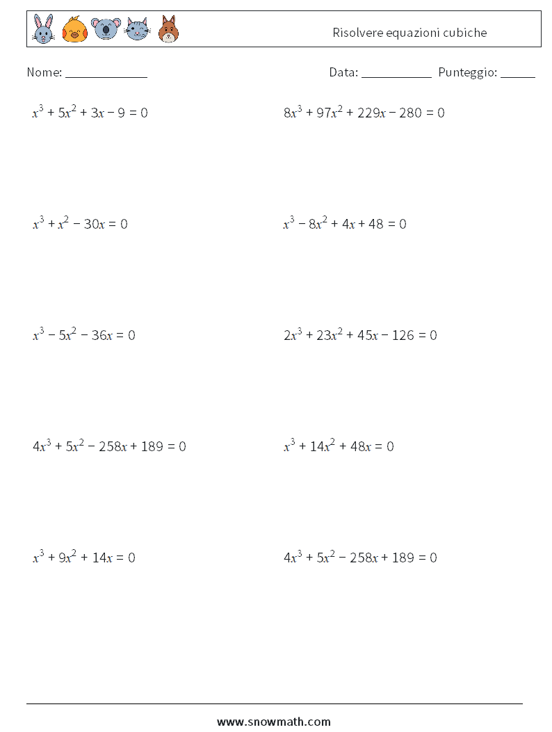 Risolvere equazioni cubiche